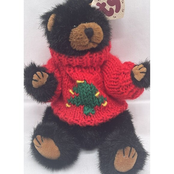 Ty Attic Treasure 8” Ivan Black Teddy Bear Sweater Jointed Plush Stuffed Animal - Picture 6 of 14